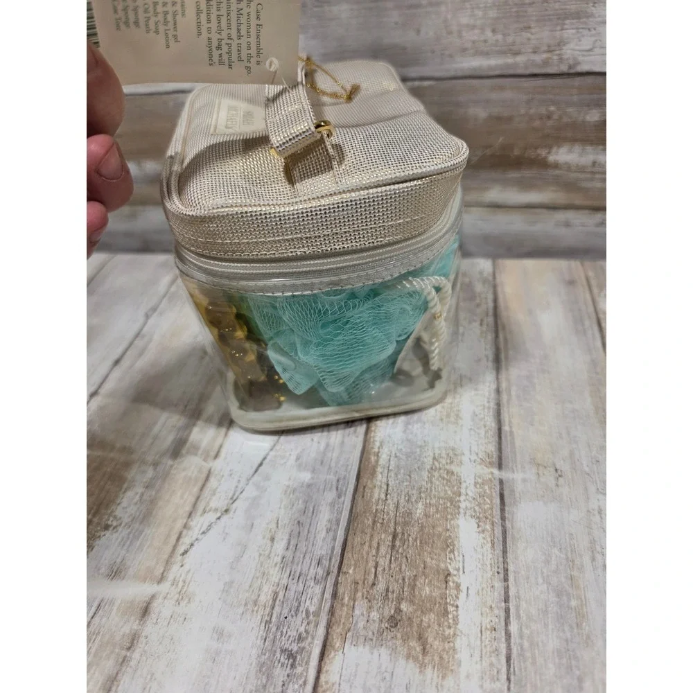 Sarah Michaels Travel Case Gardenia Seashore Bath Body Gift Set Gold‎ Bag READ